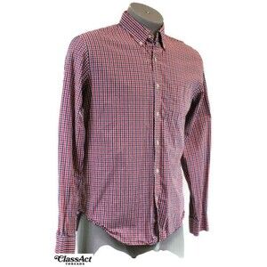 Brooks Brothers Shirt Mens Large Red Blue Cotton Checked Sz L